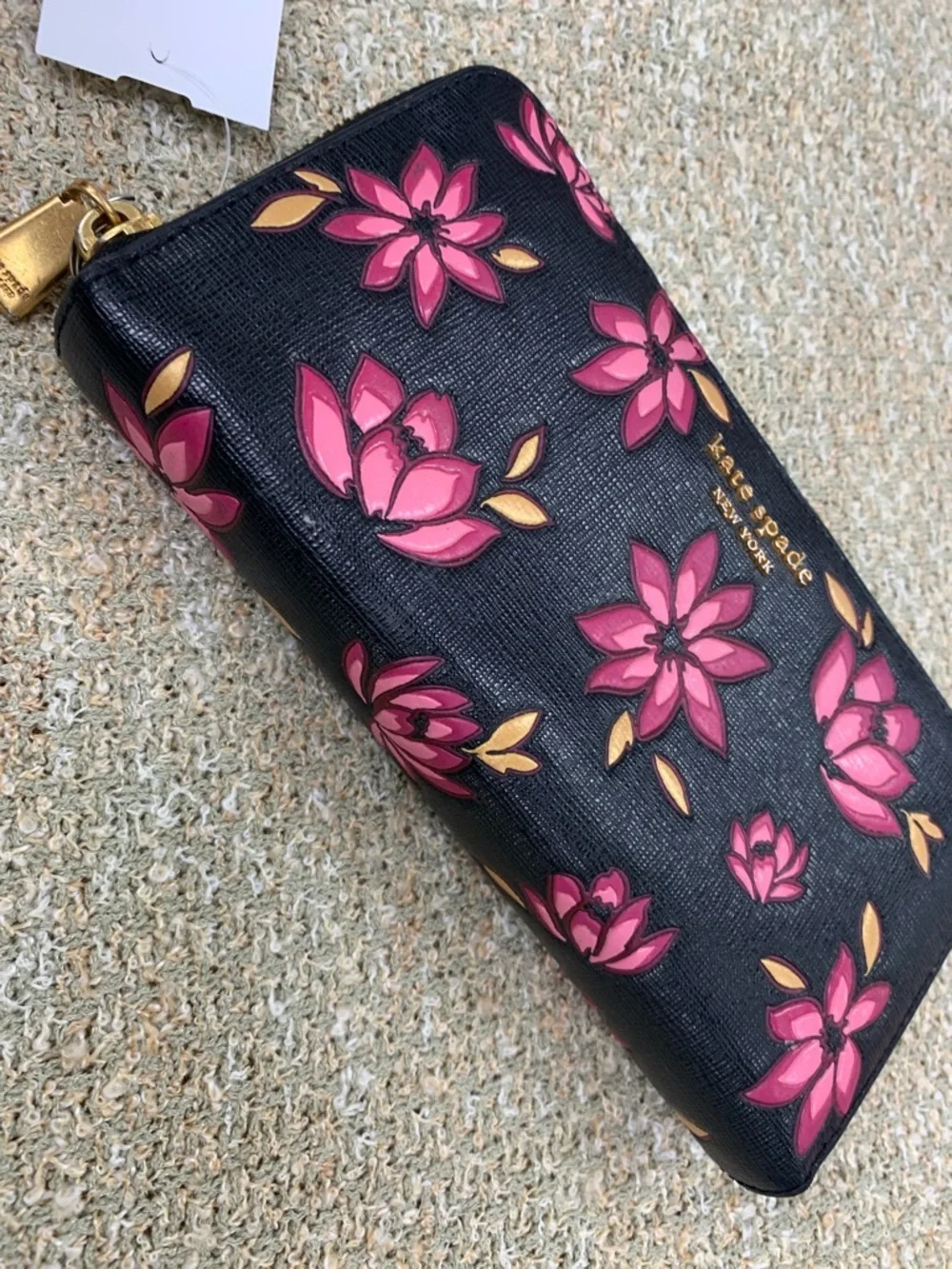 kate spade Black Wallet with Pink Floral Print